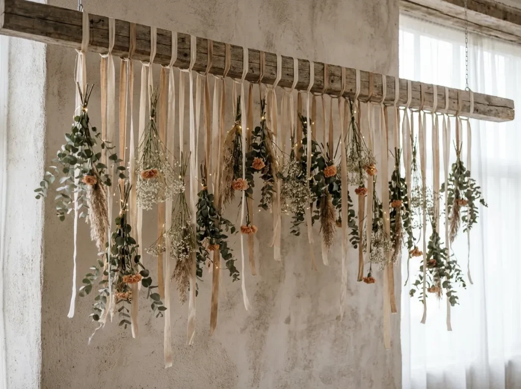 Hanging meadow wedding backdrop