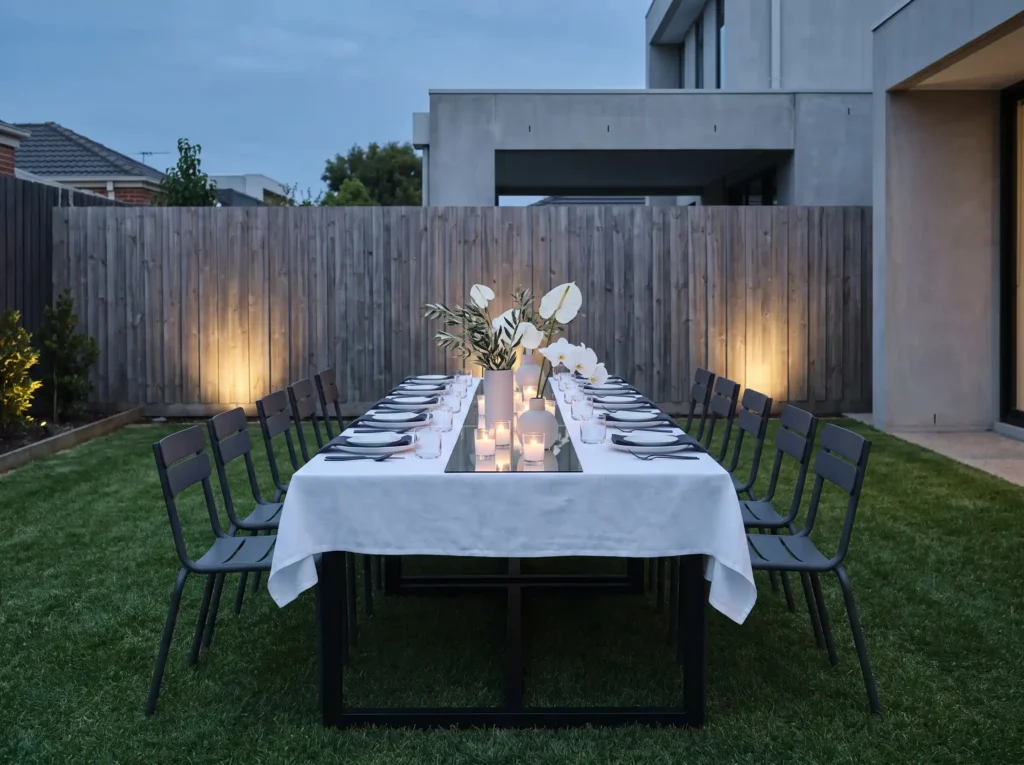 Minimalist backyard dinner setup K
