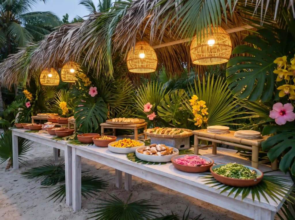 Tropical wedding taco buffet K
