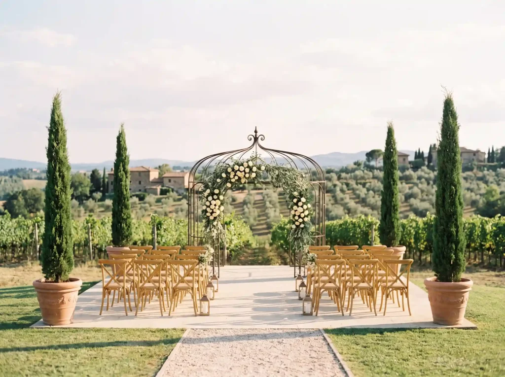 Tuscan vineyard wedding ceremony… K
