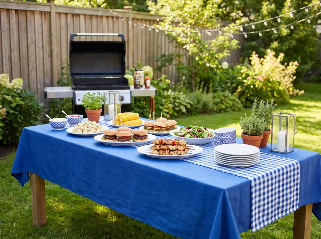 Backyard barbecue buffet table s… K