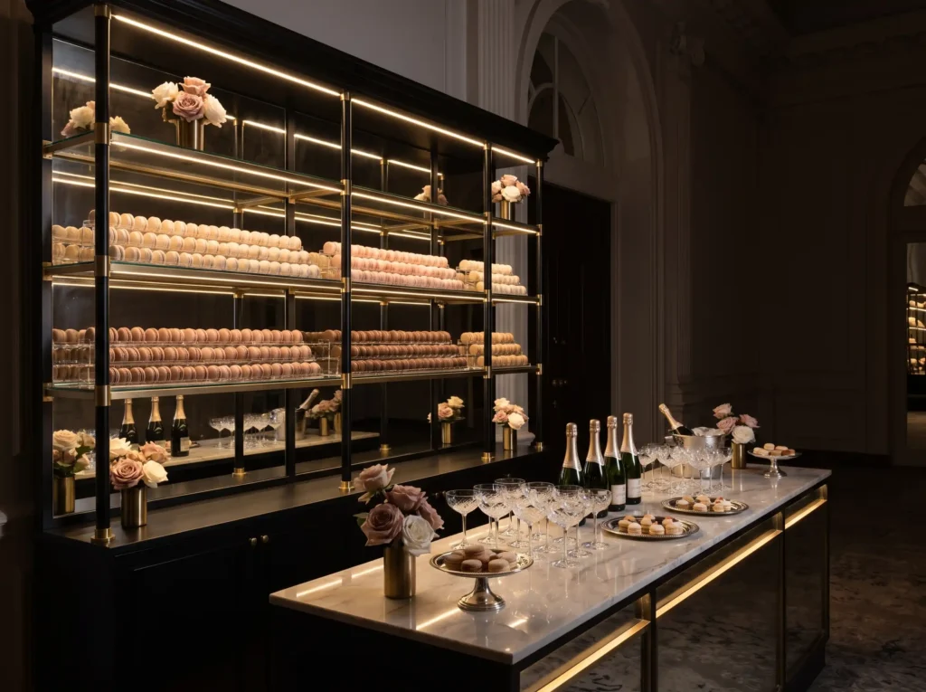 Champagne and macaron station di… K