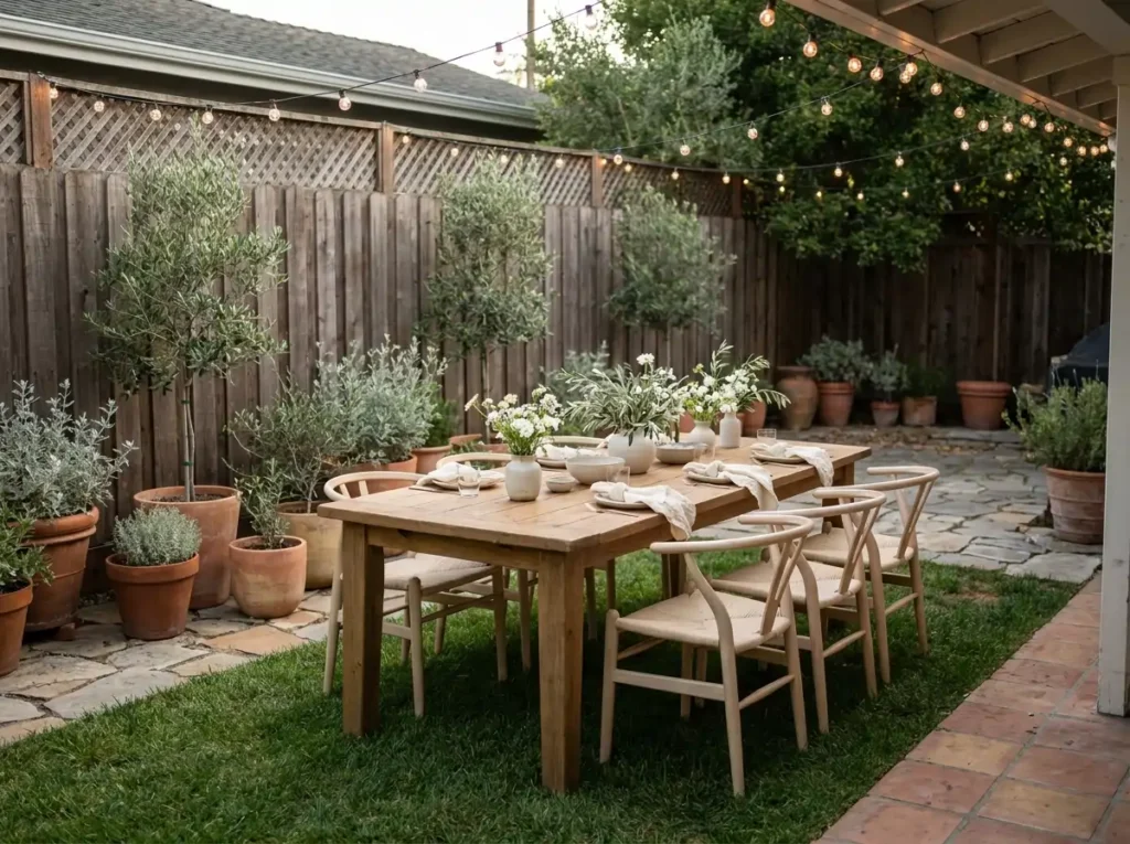 Miniature olive grove garden dinner