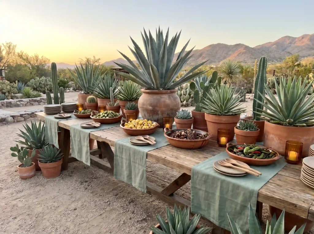Rustic agave garden buffet K