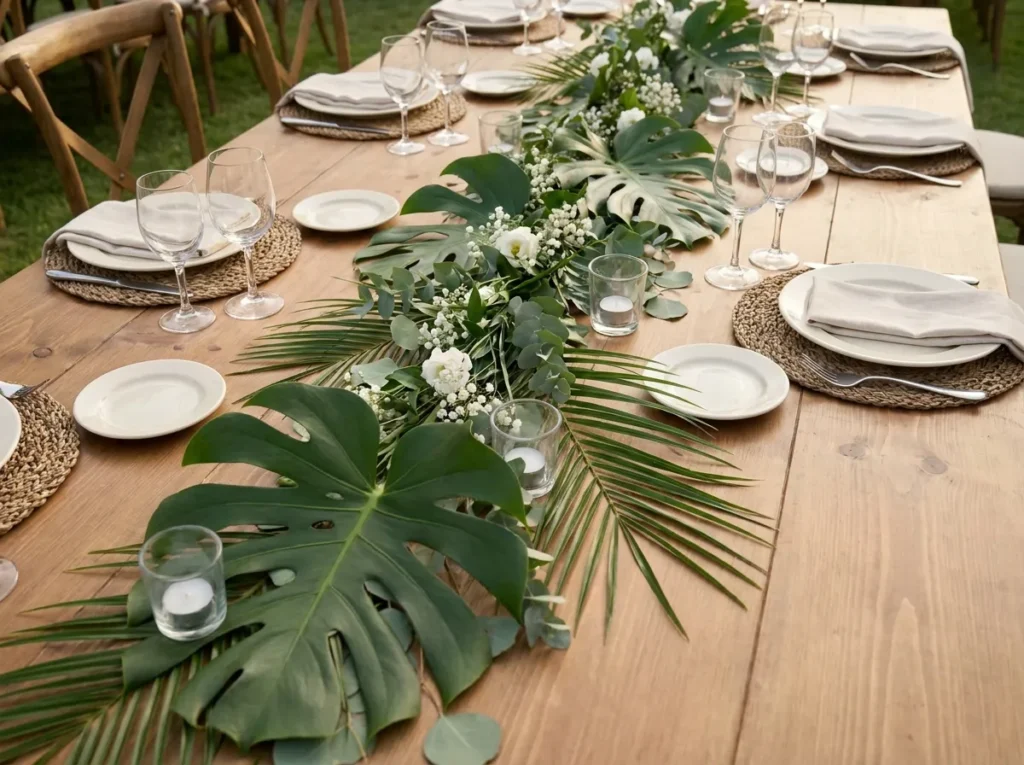 Tropical greenery table runner