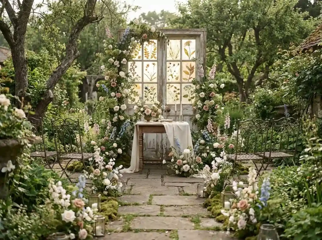 Vintage window garden ceremony