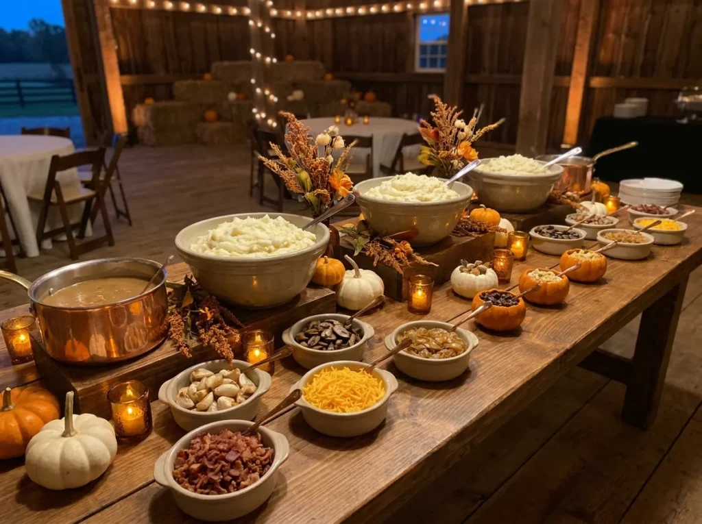 Autumn wedding potato bar buffet