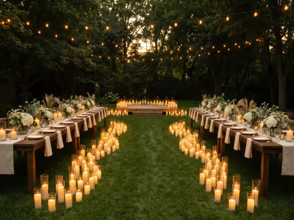 Backyard wedding ceremony with c… K