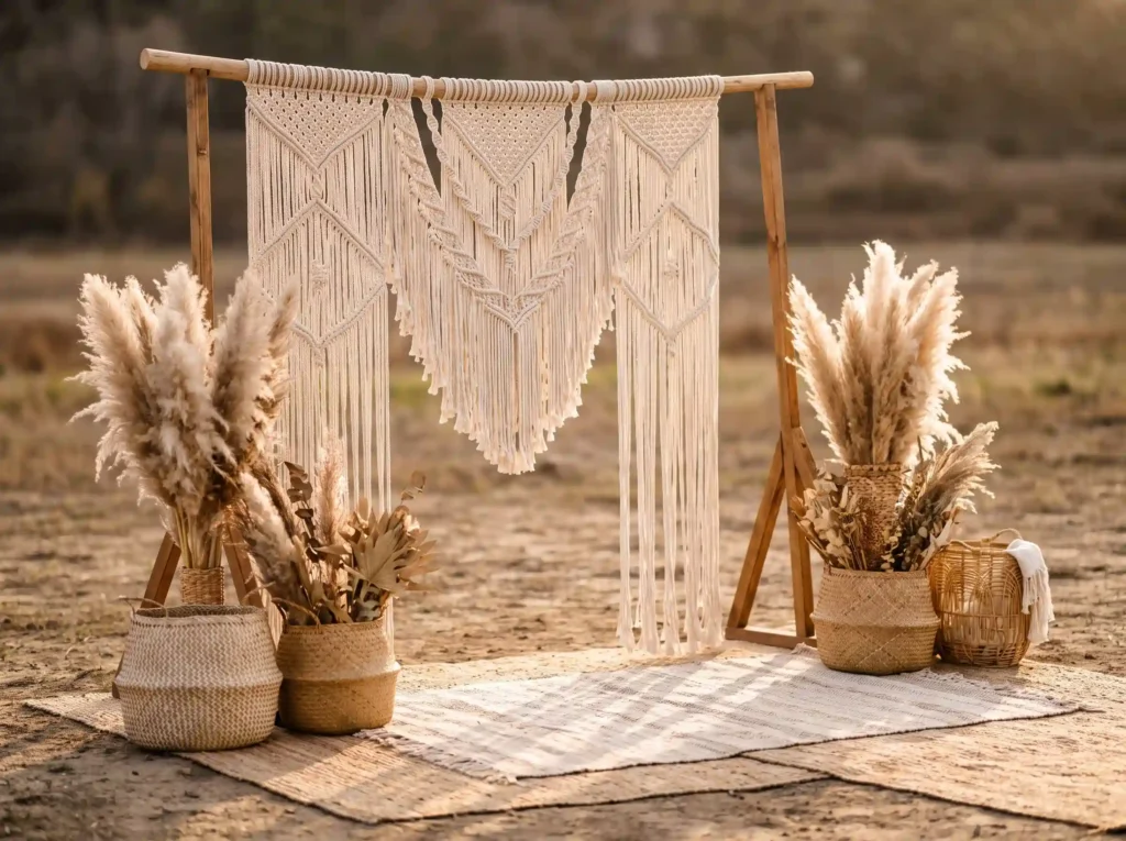 Boho macramé wedding photo corner K