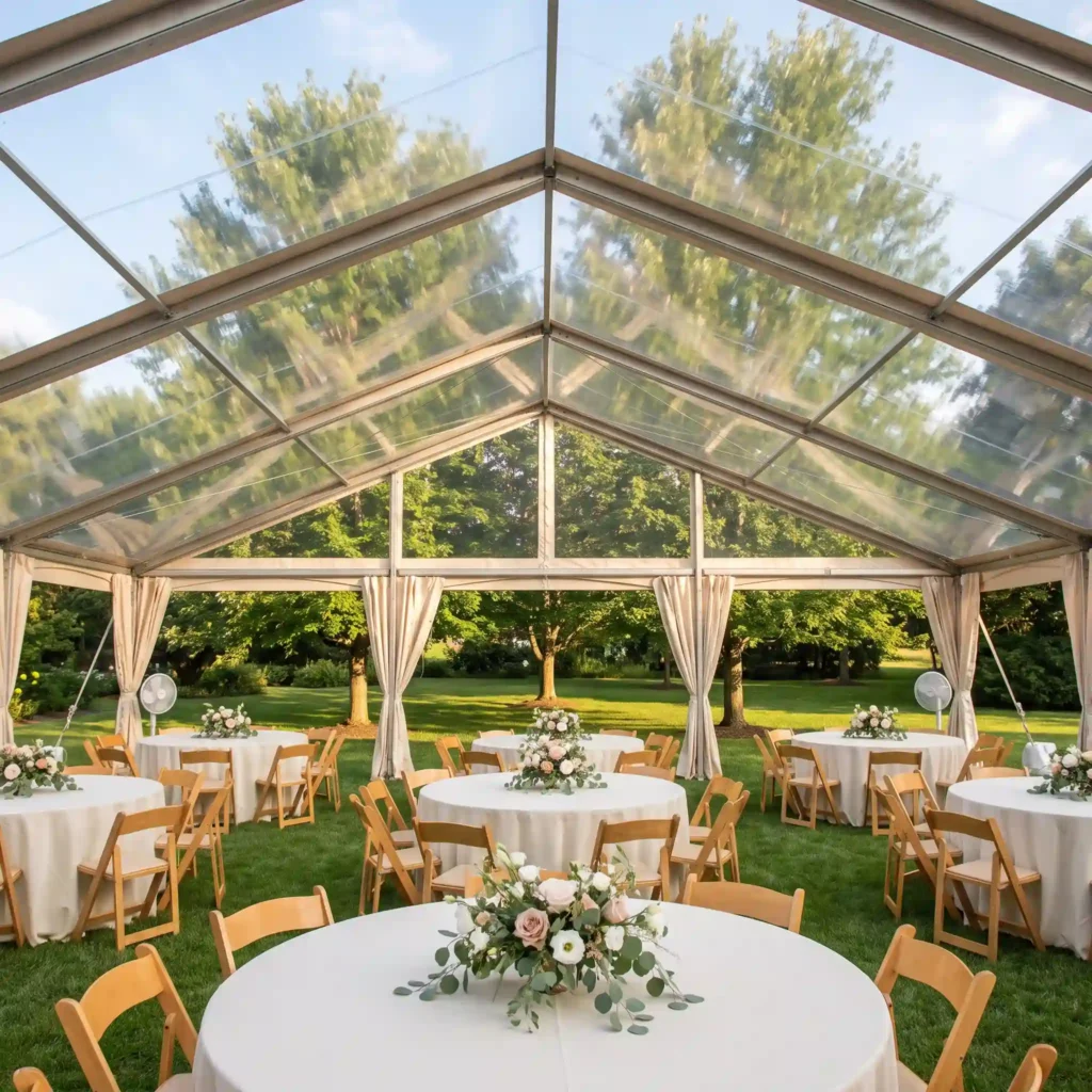 Clear top garden wedding reception K