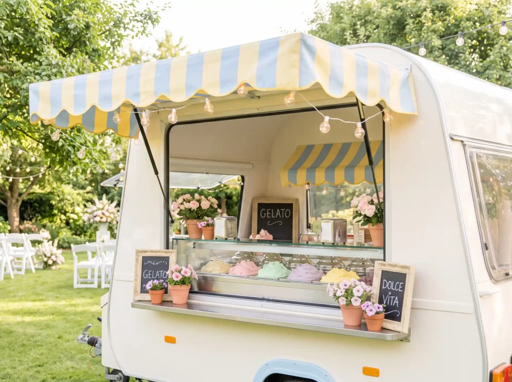 Gelato trailer at wedding K