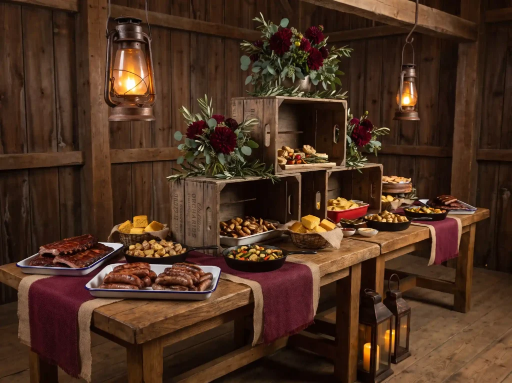 Rustic barn BBQ spread K