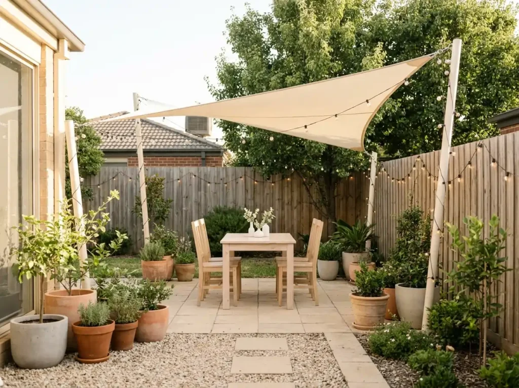 Backyard wedding reception shade…
