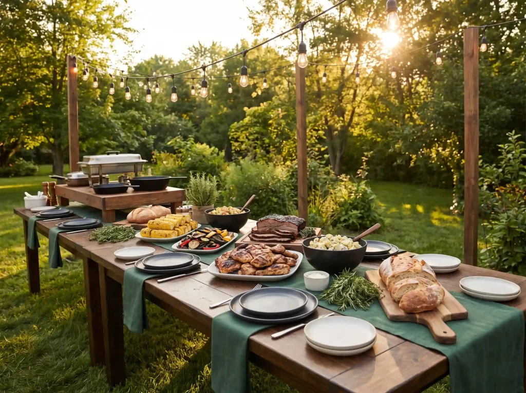 Barbecue buffet table displayed … K