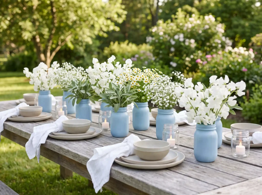 Blue mason jar meadow table K