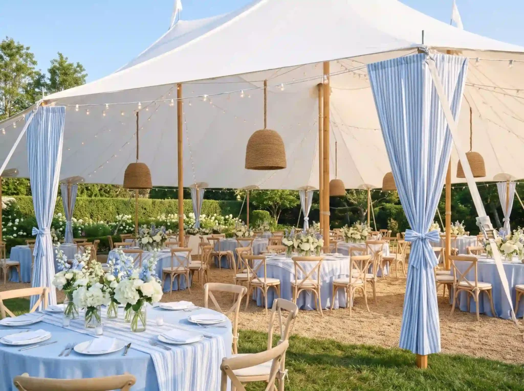 Coastal wedding tent setup K