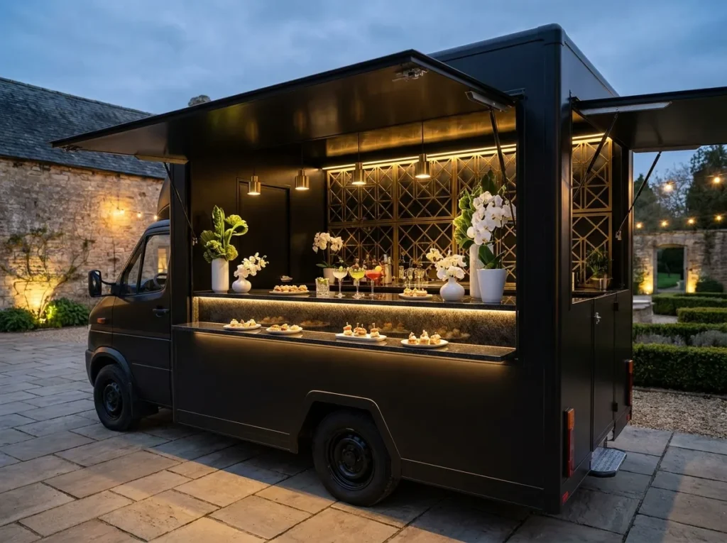 Cocktail truck with gold lattice
