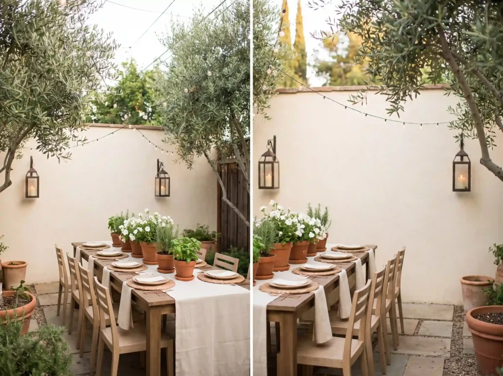 Courtyard wedding reception dinn… K
