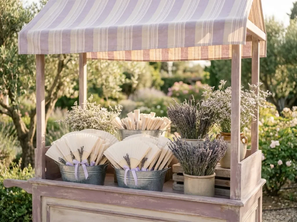 Lavender market fan stand displayed