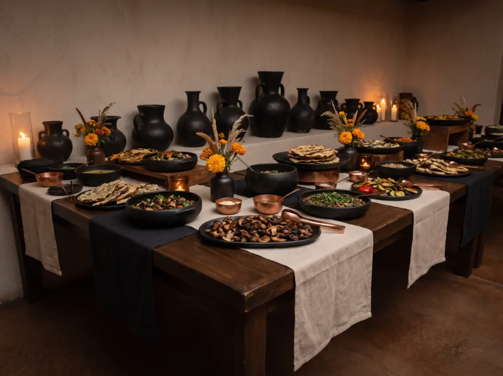 Oaxaca inspired black pottery table K
