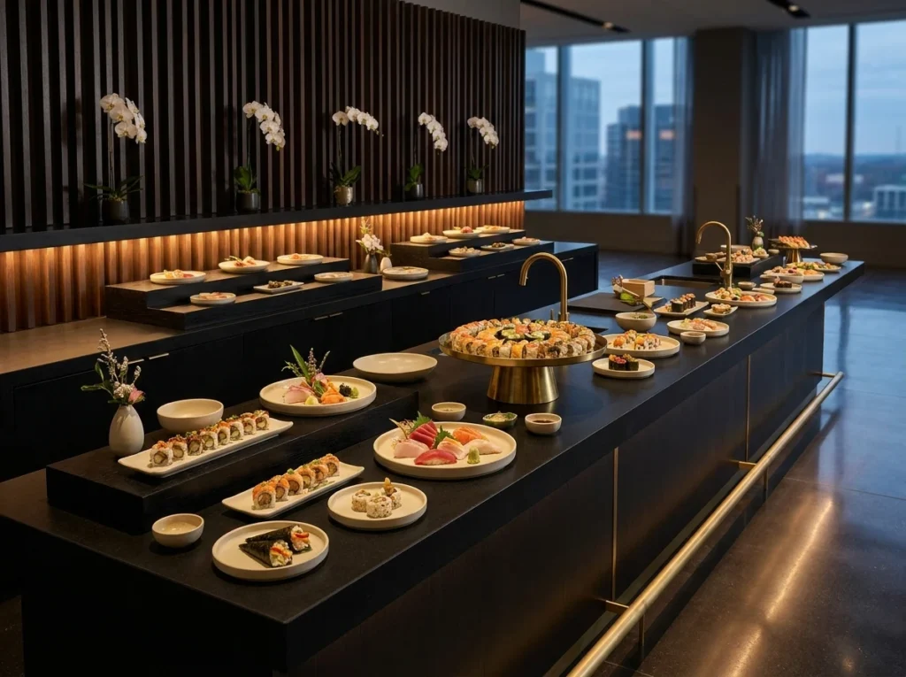 Sculptural sushi counter design