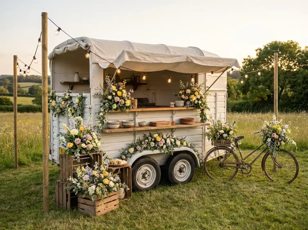Wildflower taco wagon at wedding