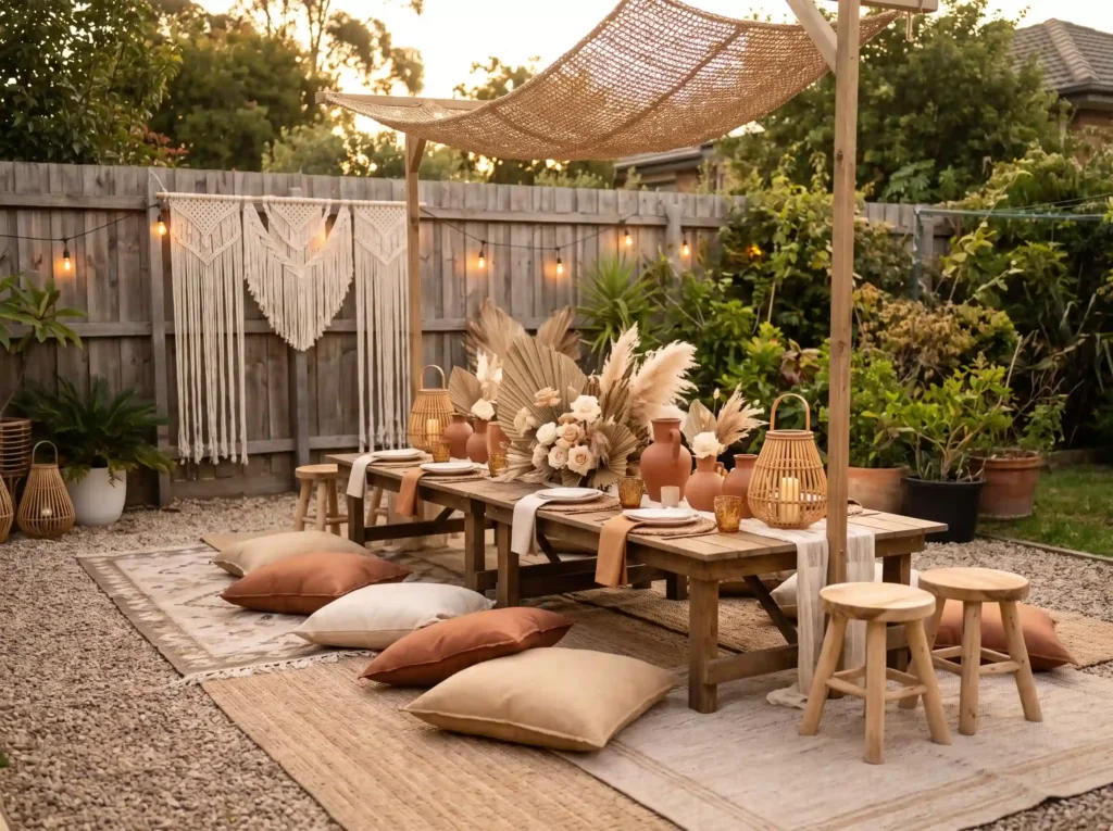 Bohemian backyard wedding recept… K