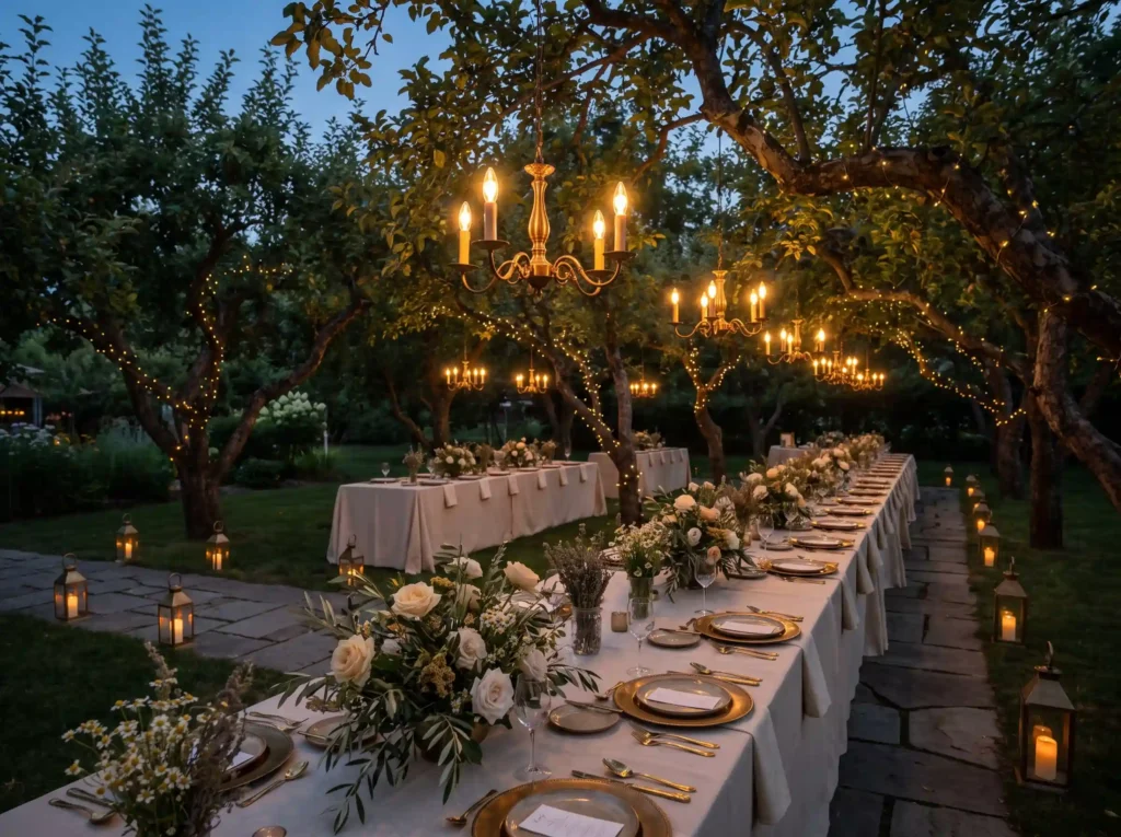 Chandeliers hanging in orchard t… K