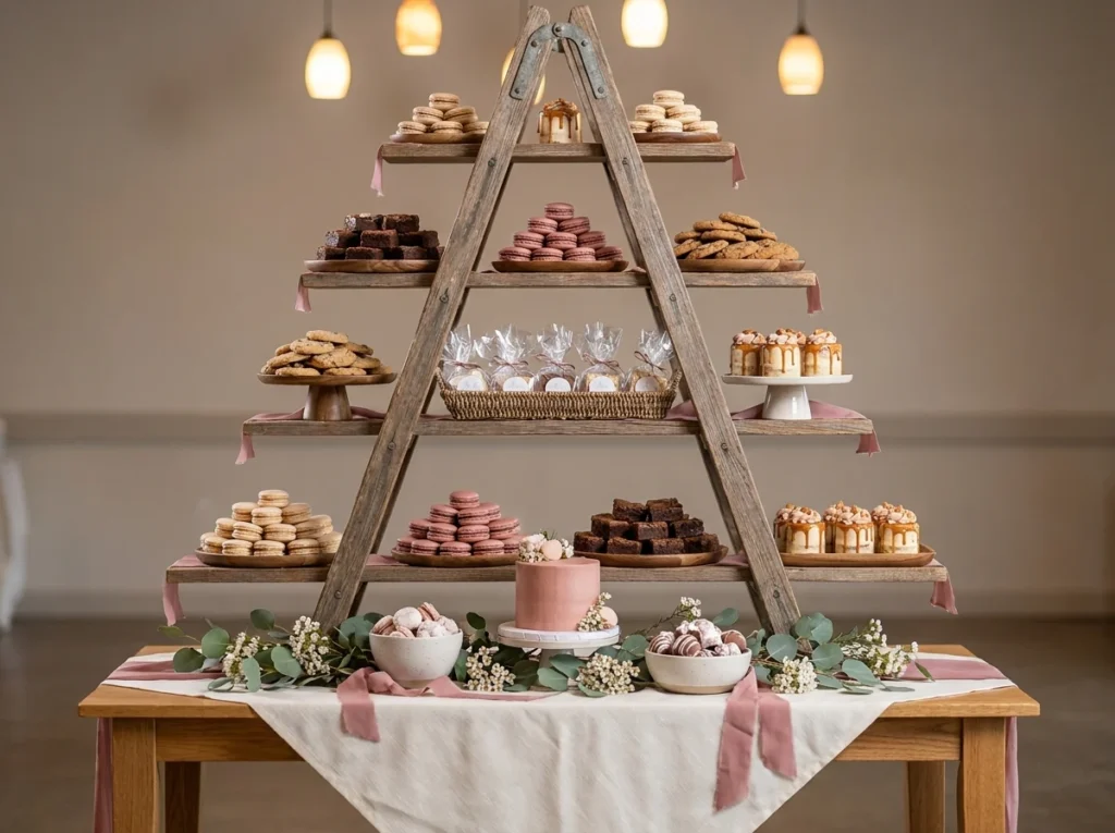 Dessert ladder display on table