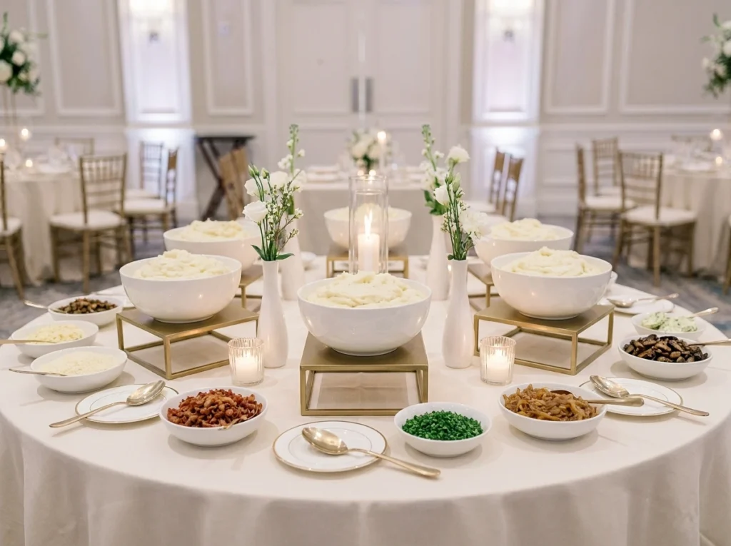 Elegant potato bar reception dis…