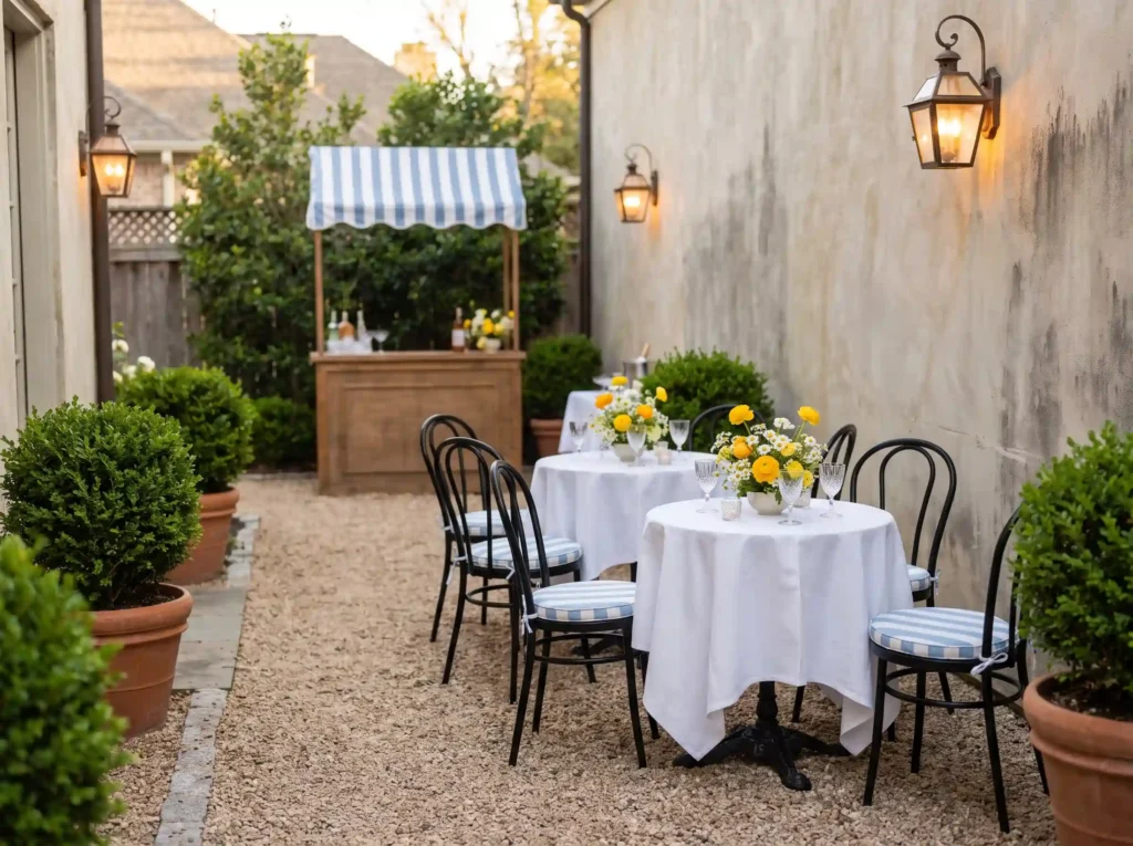 French bistro backyard reception K