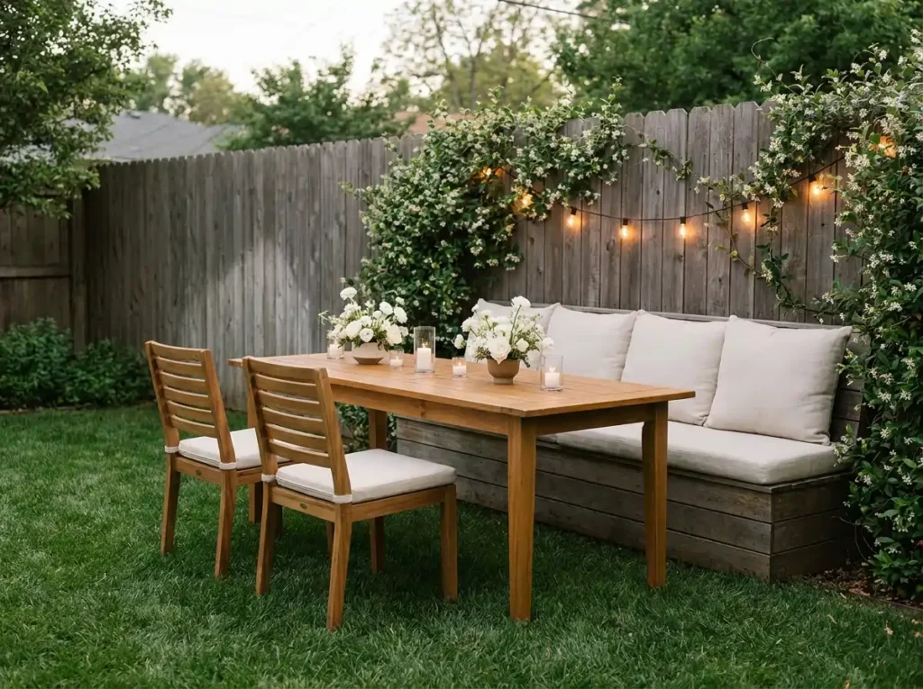 Garden dining area set up