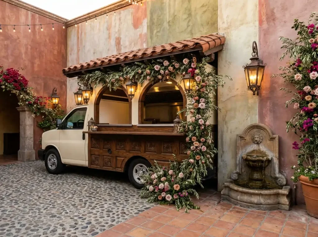 Hacienda courtyard taco truck st…