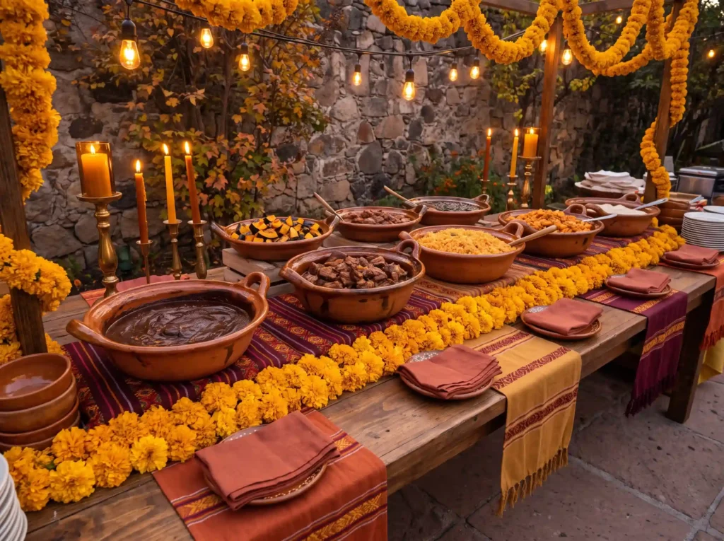 Mexican wedding buffet with mole K
