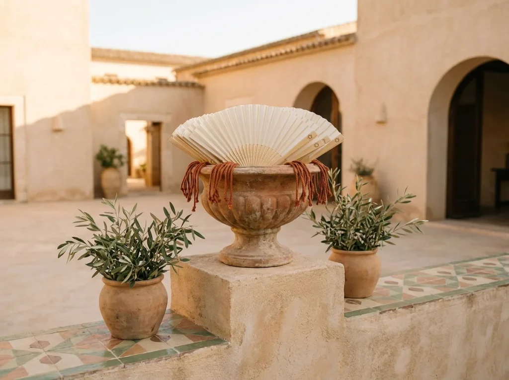 Terracotta courtyard fan display