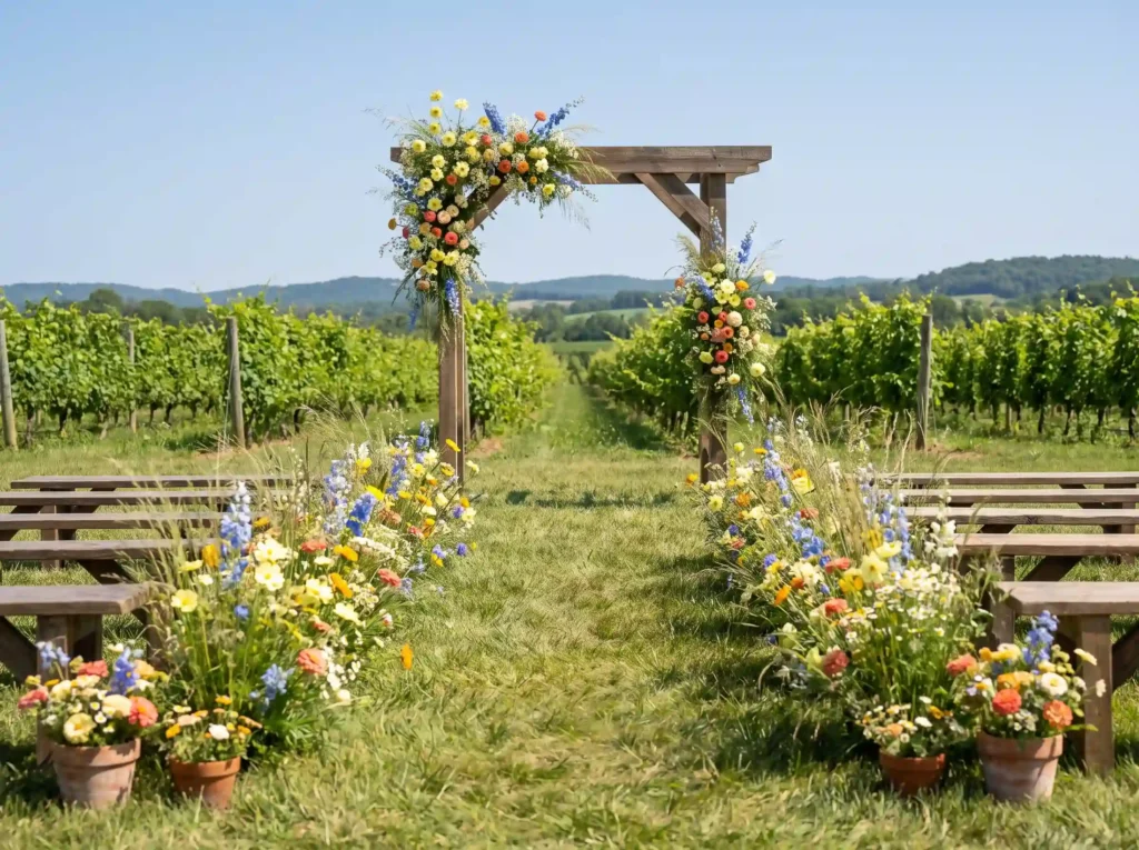 Wildflower meadow wedding ceremo… K