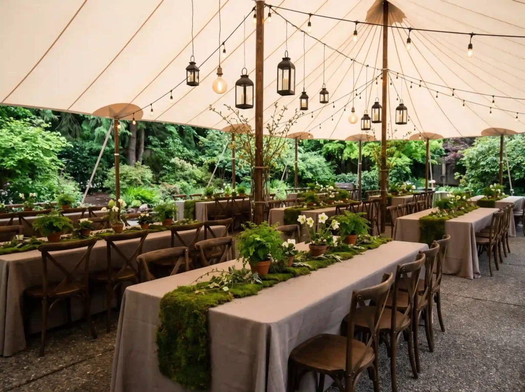 Woodland moss reception table setup K