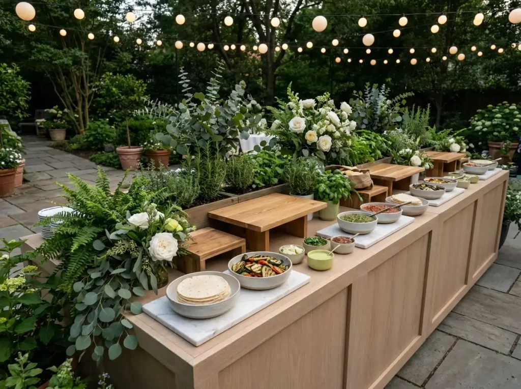 Botanical wedding taco bar