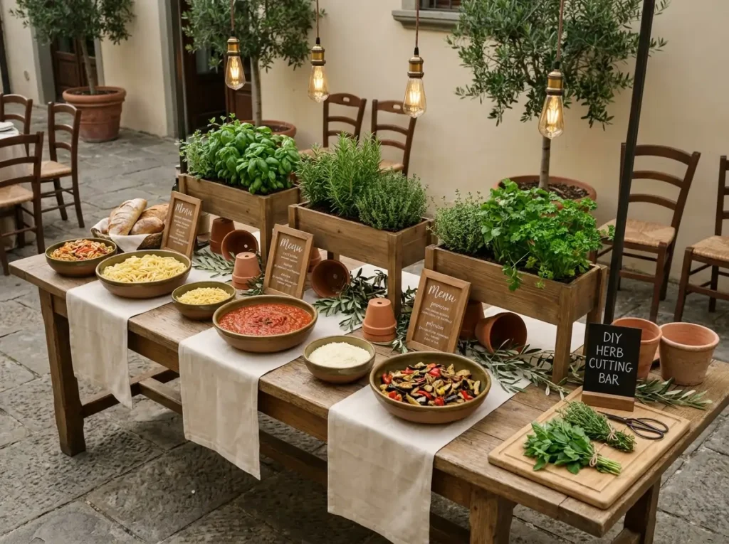 Herb garden pasta station