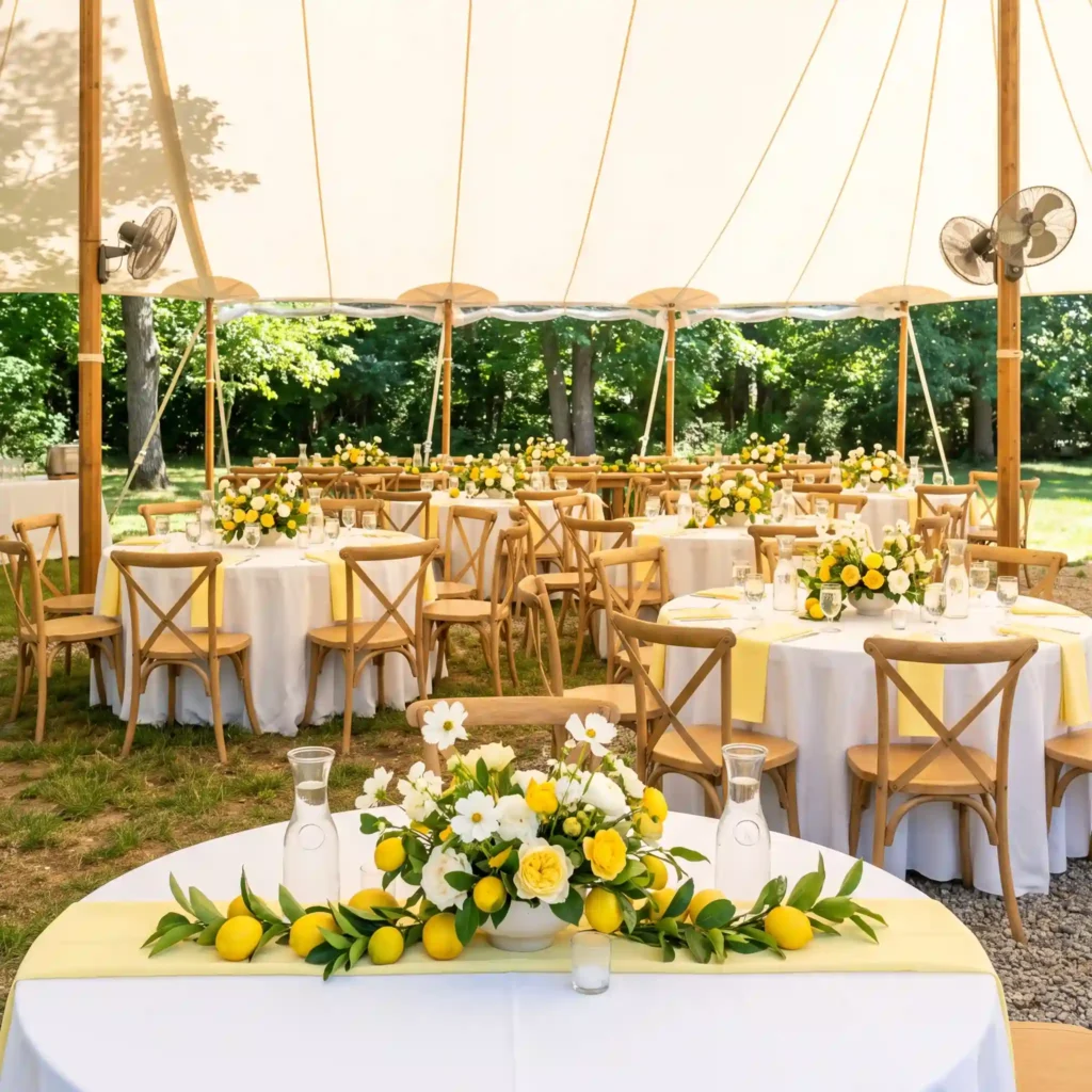 Lemon grove wedding reception setup K