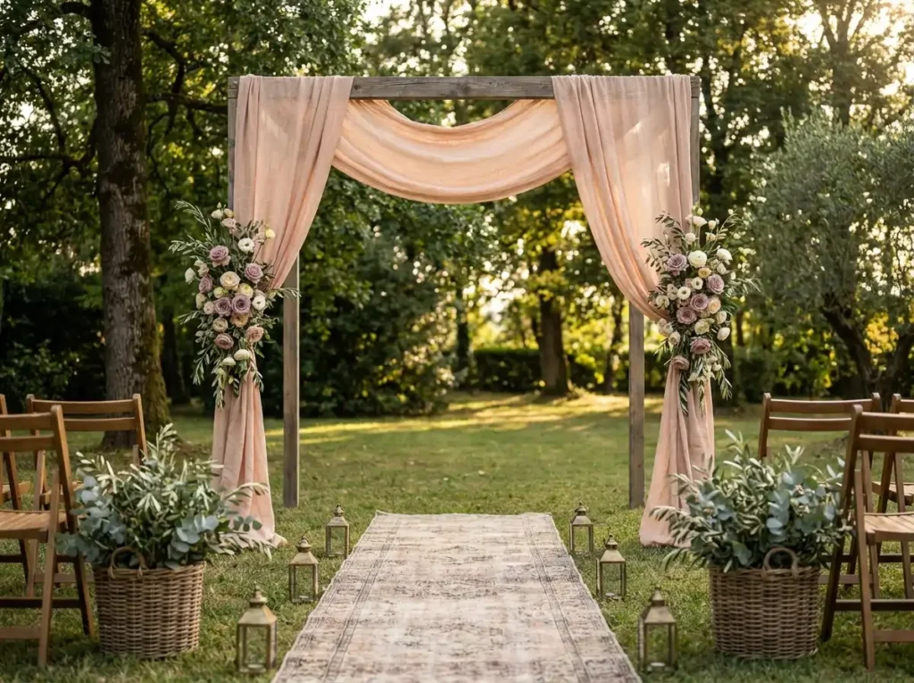 Peach faded garden wedding canopy