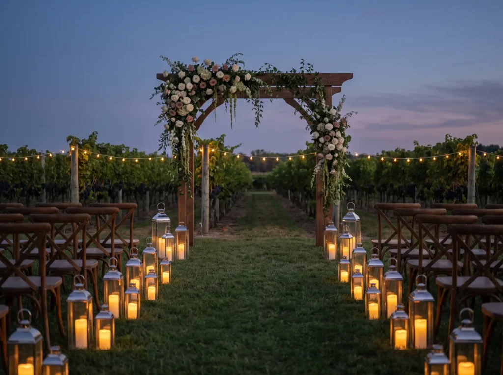 Vineyard wedding ceremony at twi… K