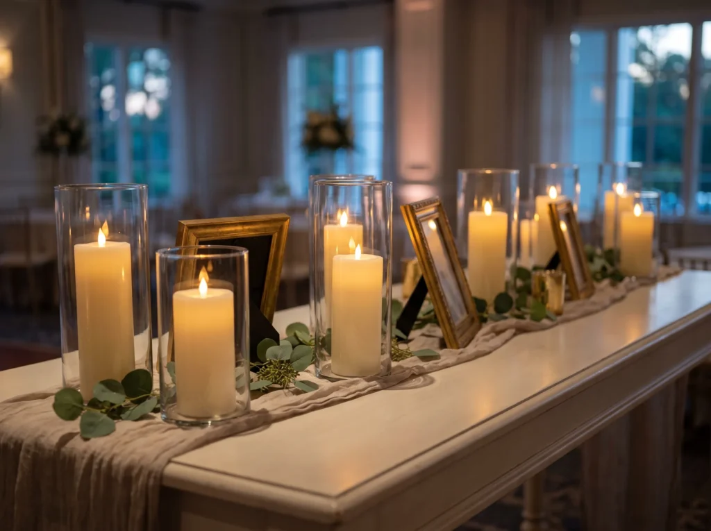 Arranging candlelight decor on t… K