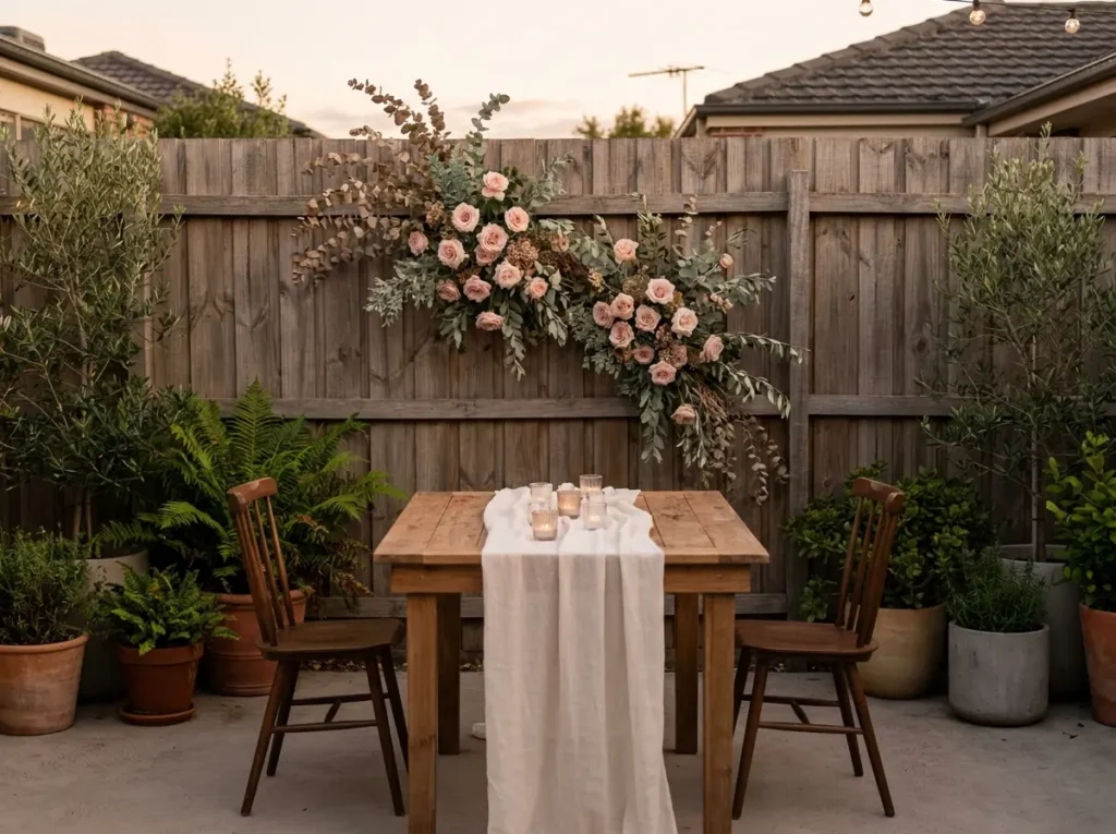 Backyard wedding reception table…