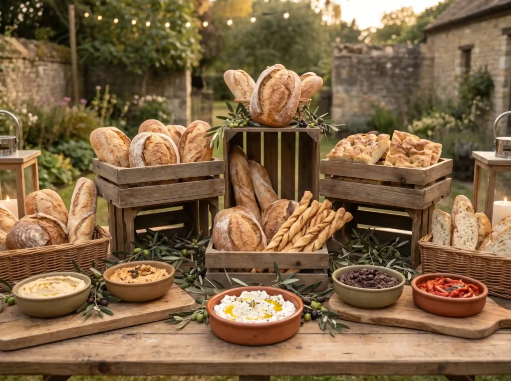 Bread and dips station display K