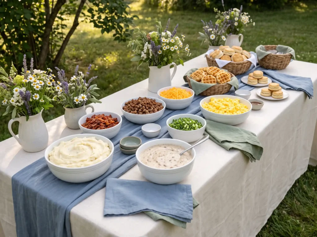 Breakfast potato bar at wedding K