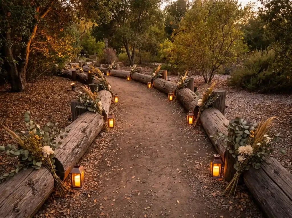 Illuminated pathway with lantern…