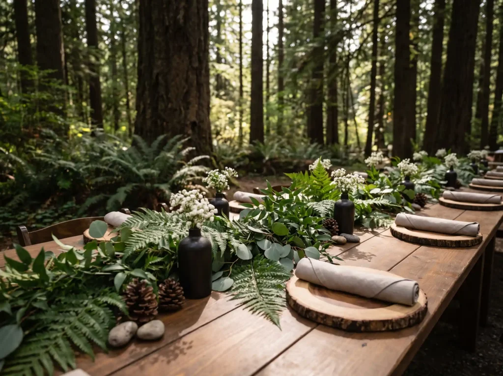 Woodland wedding table setup K